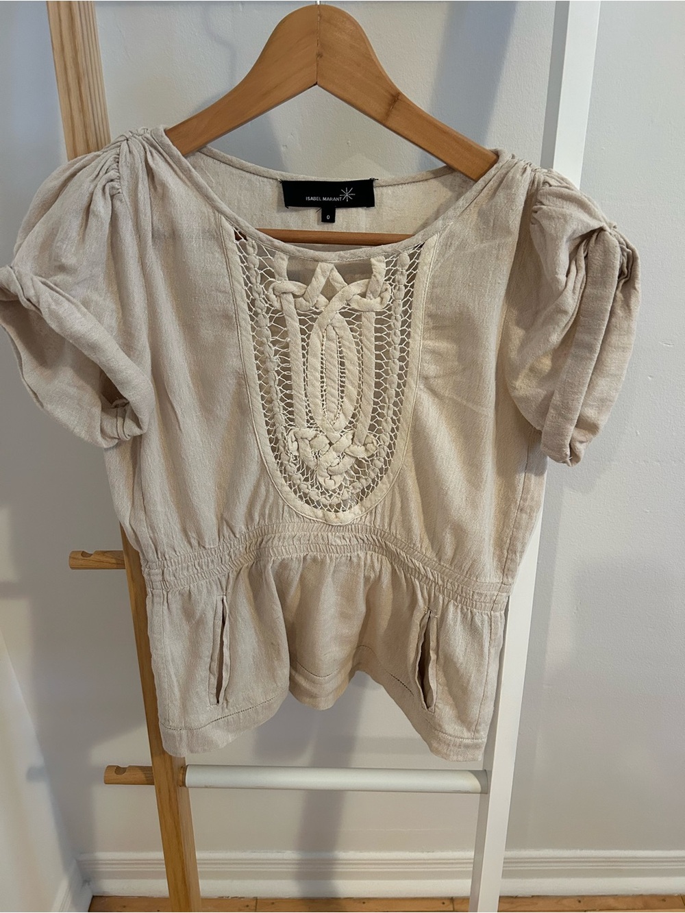 Isabel Marant Cream Crochet Peplum Blouse